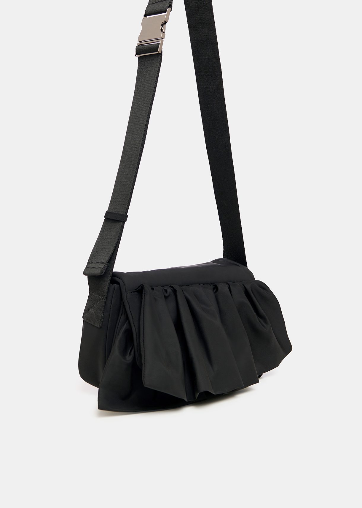 Black ruffle bag sale