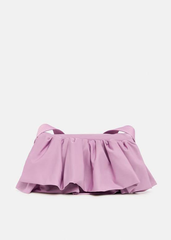 Mauve ruffle-embellished shoulder bag