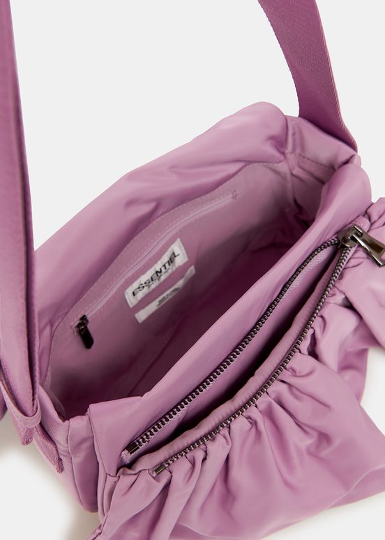 Mauve ruffle-embellished shoulder bag