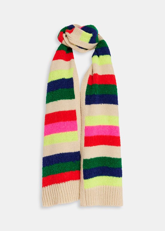 Multicolor striped intarsia-knitted scarf