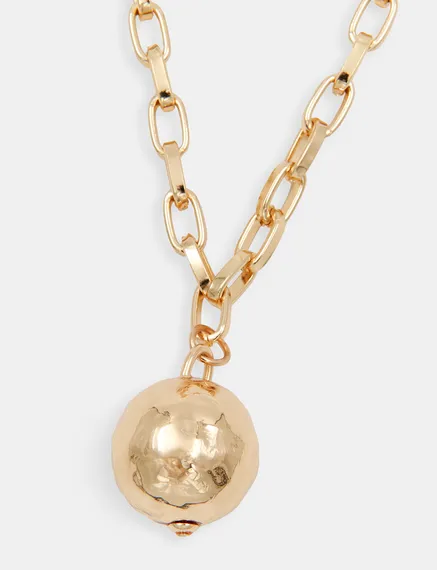 Gold-tone chain necklace with sphere pendant