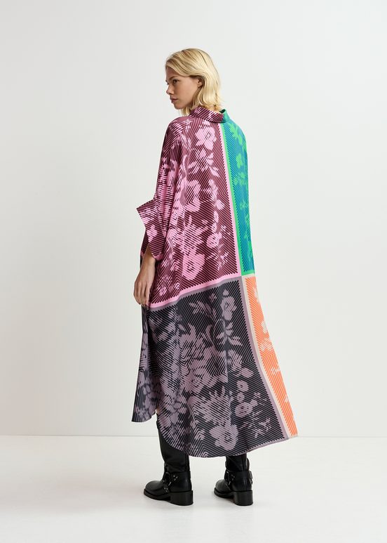 Multicolor printed midi-length shirt dress