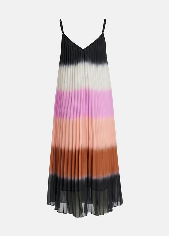 Multicolor plissé slip dress with gradient effect