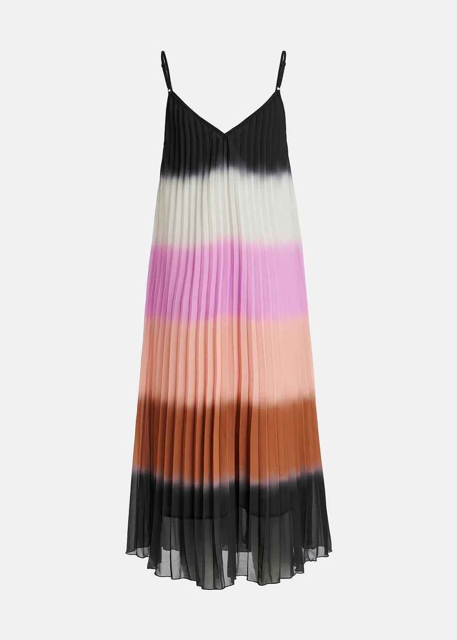 Multicolor plissé slip dress with gradient effect