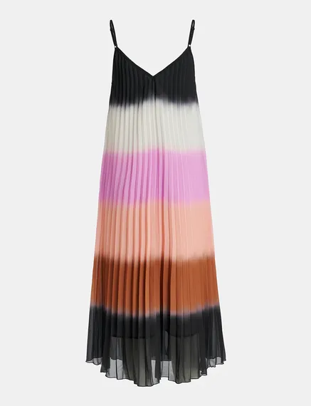 Multicolor plissé slip dress with gradient effect