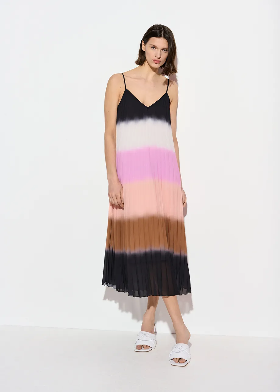 Multicolor plissé slip dress with gradient effect