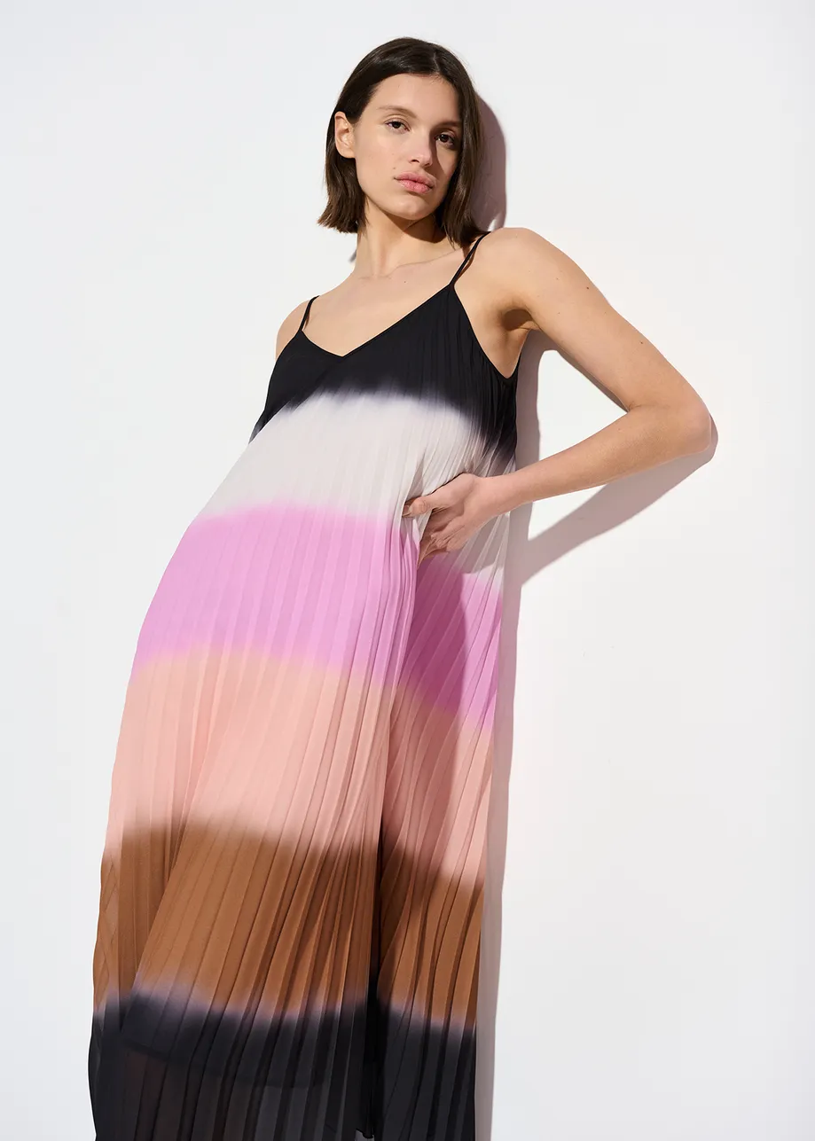 Multicolor plissé slip dress with gradient effect