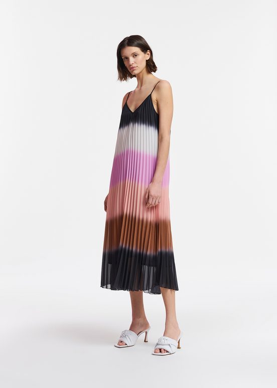 Robe caraco plissée à effet dégradé multicolore