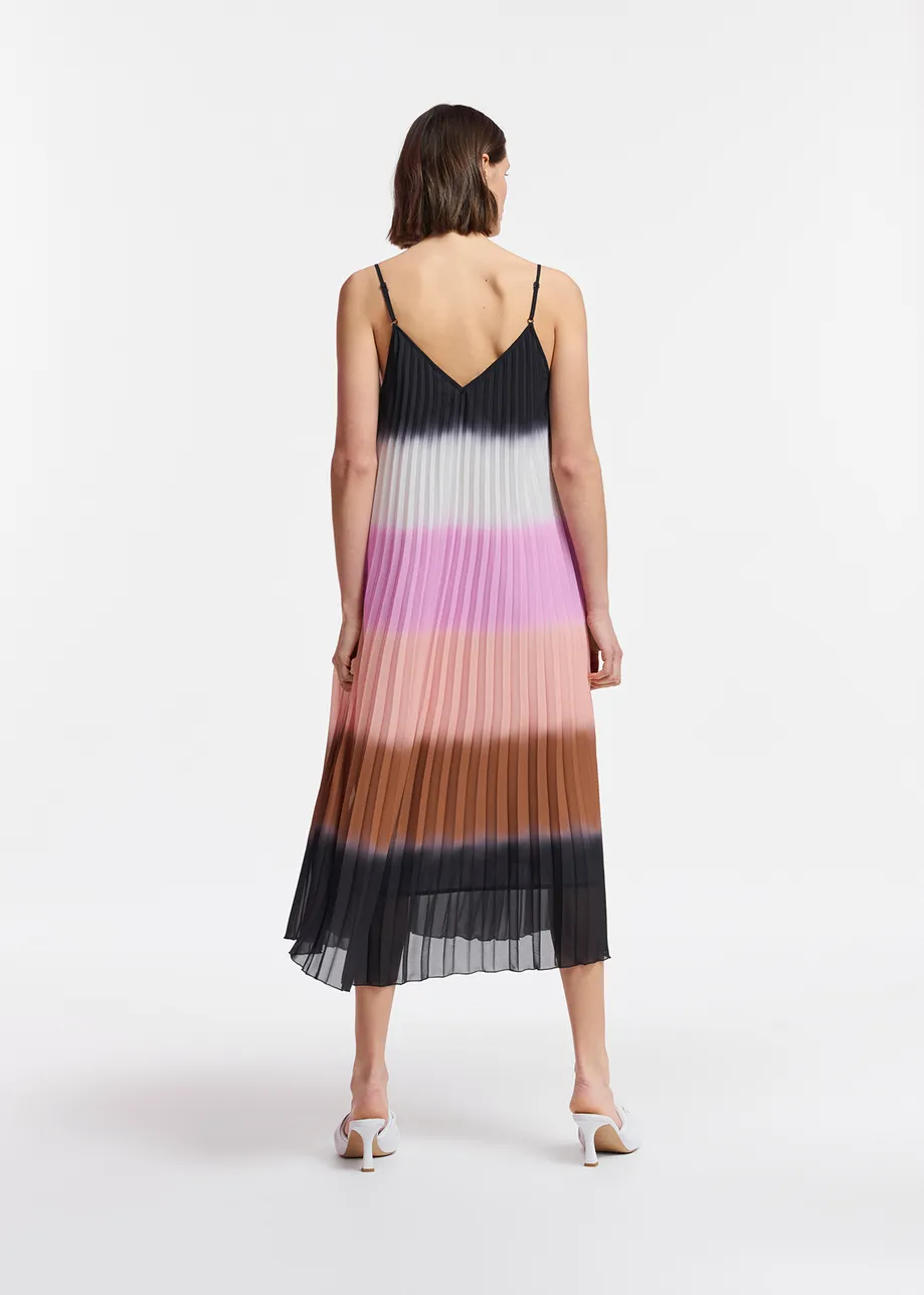 Multicolor plissé slip dress with gradient effect