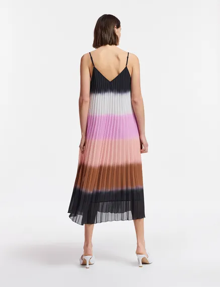 Multicolor plissé slip dress with gradient effect