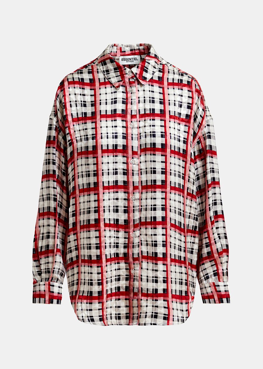 White, black and red checked shirt