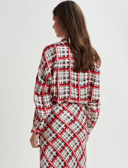 White, black and red checked shirt