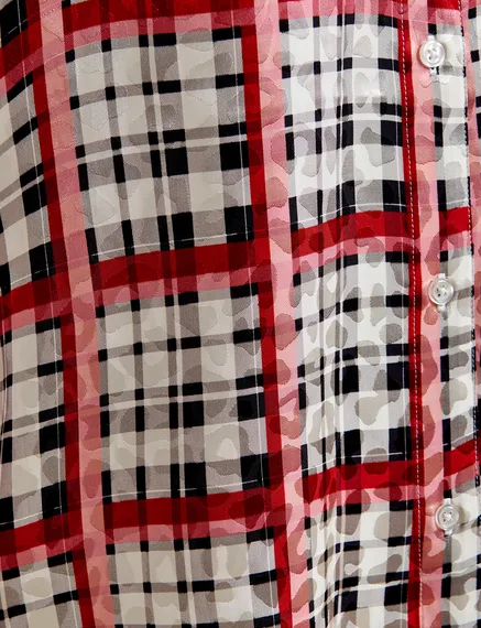 White, black and red checked shirt