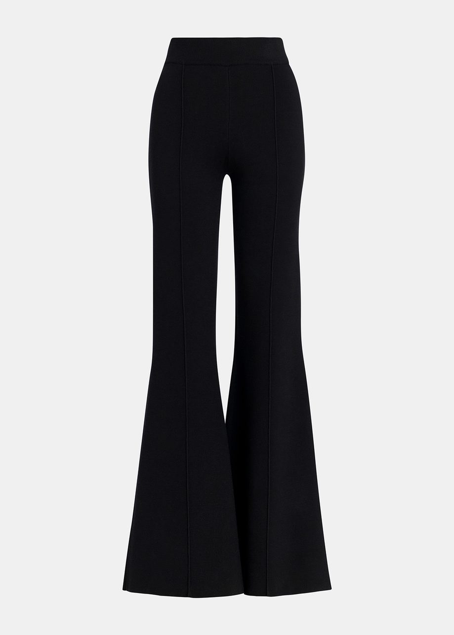 Pantalon évasé en tricot noir