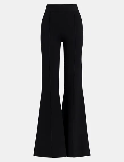 Pantalon évasé en tricot noir