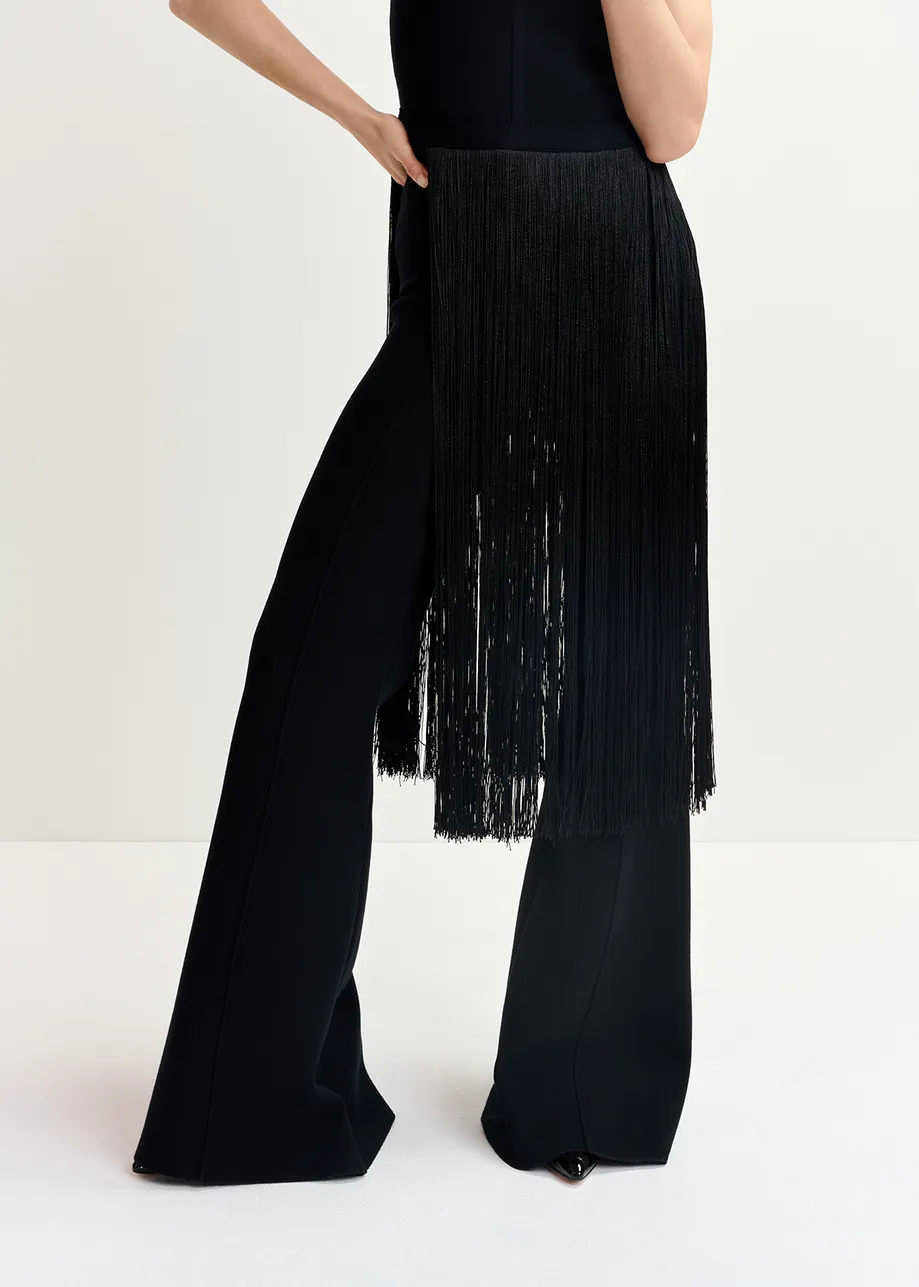 Black flared knitted pants