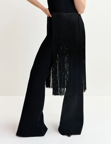 Black flared knitted pants