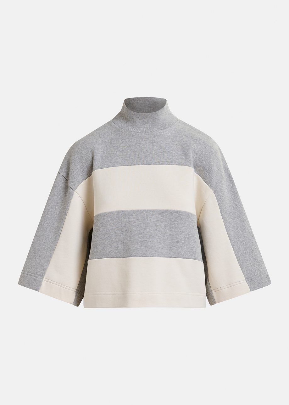 Grey and off-white striped organic cotton sweatshirt