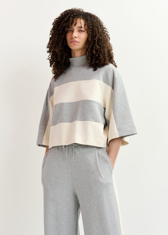 Grey and off-white striped organic cotton sweatshirt