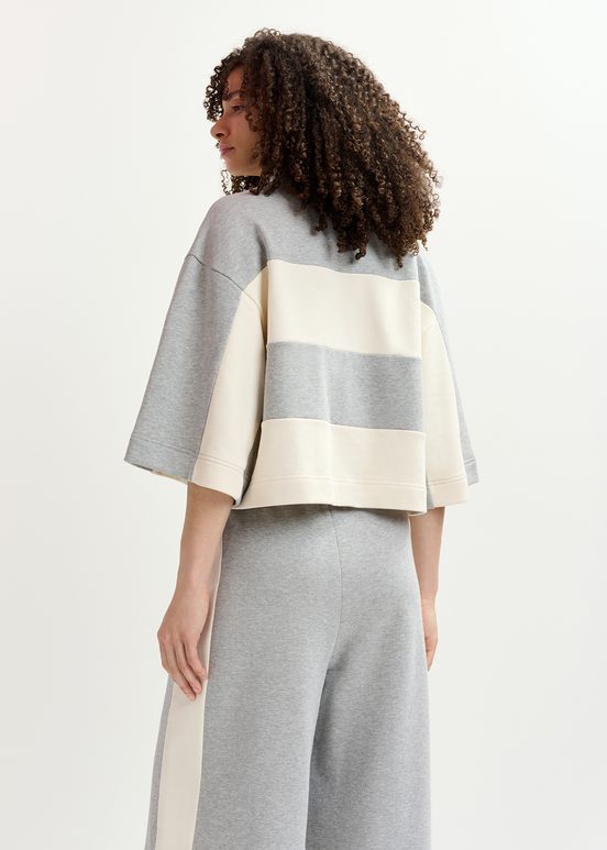 Grey and off-white striped organic cotton sweatshirt