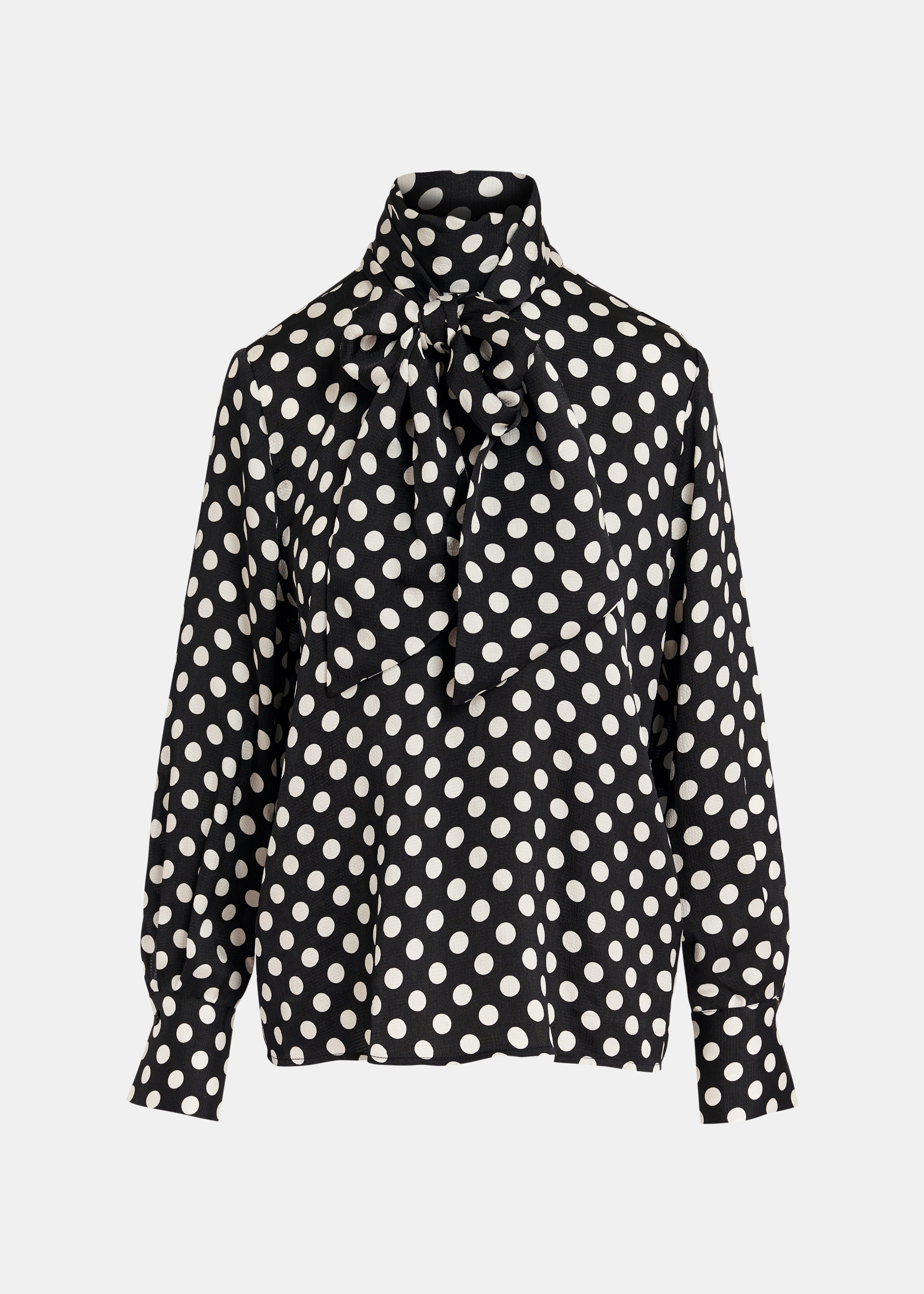 Top lavallière à pois noir et blanc