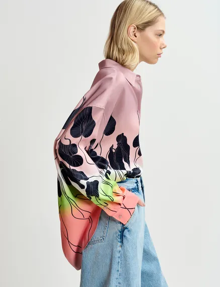 Multicolor floral-print shirt