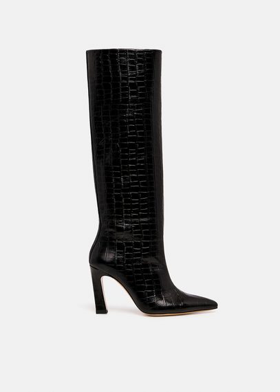 Botas de piel efecto cocodrilo, negro