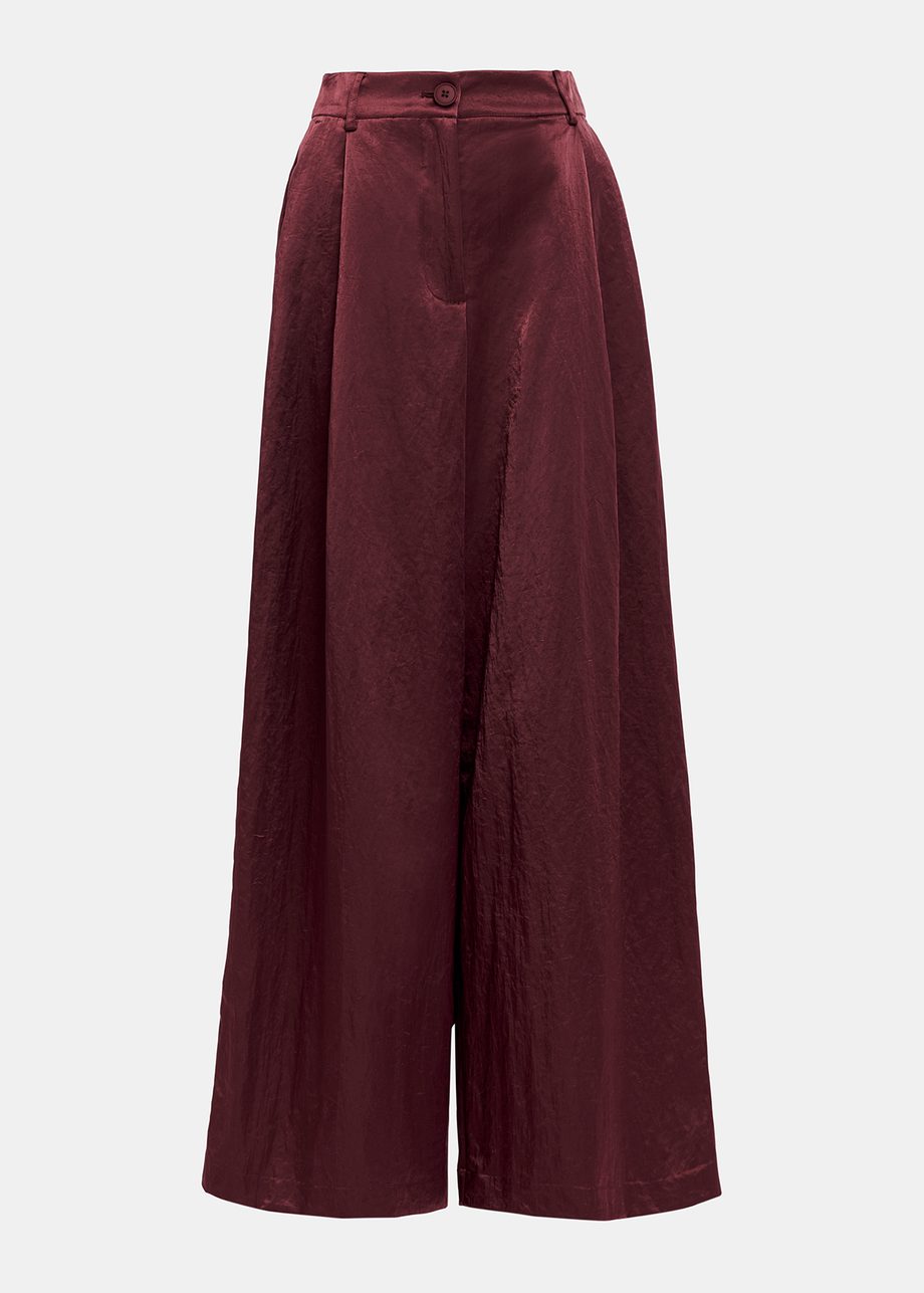 Pantalon large en satin marron