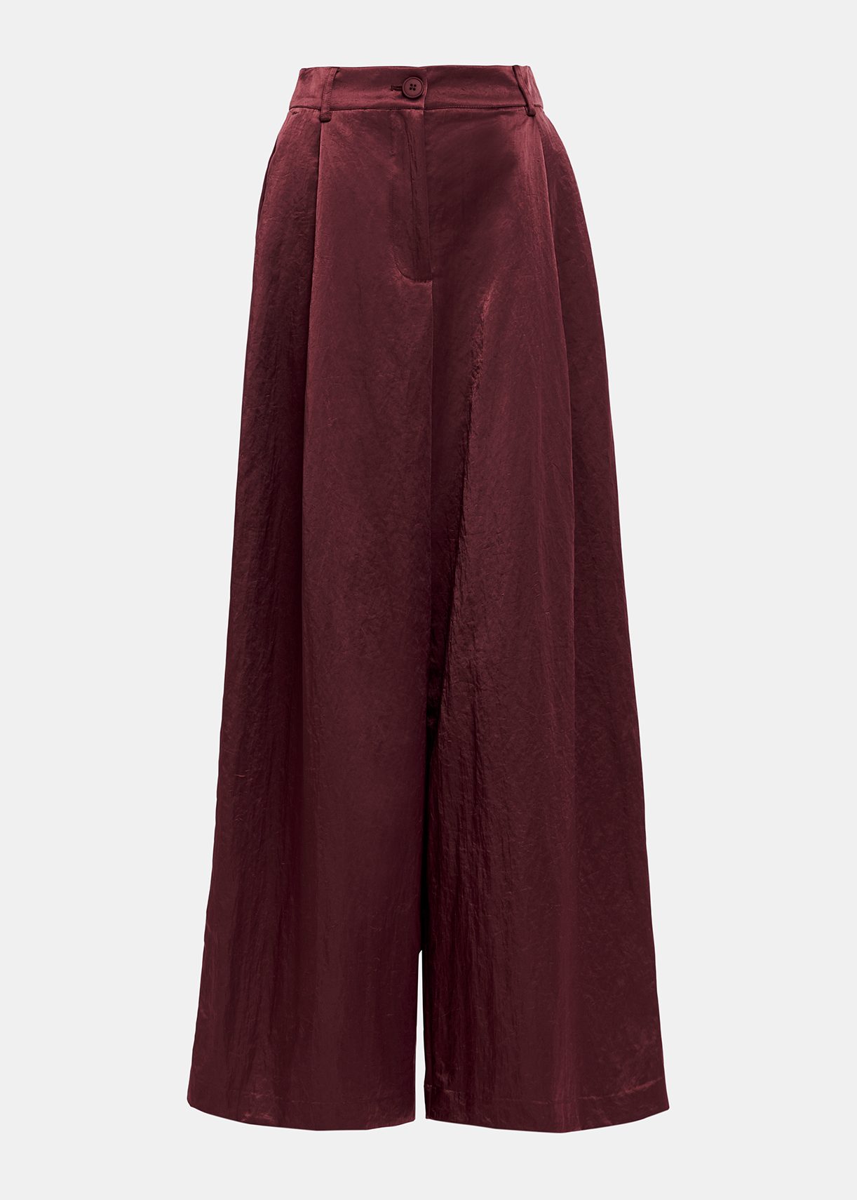 Maroon satin wide-leg pants