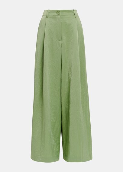 Pantalones anchos satinados, verde claro