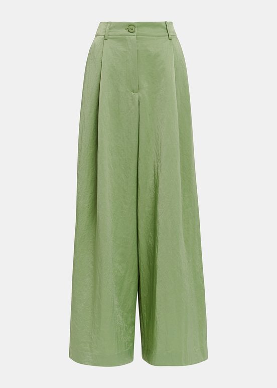 Pantalon large en satin vert clair