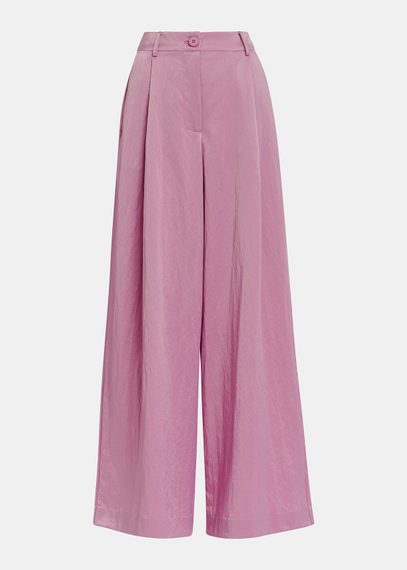 Pantalon large en satin mauve