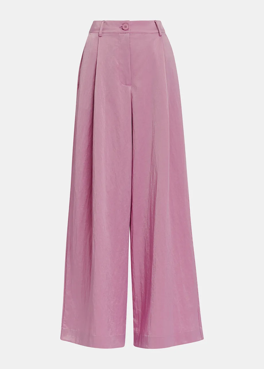 Mauve satin wide-leg pants