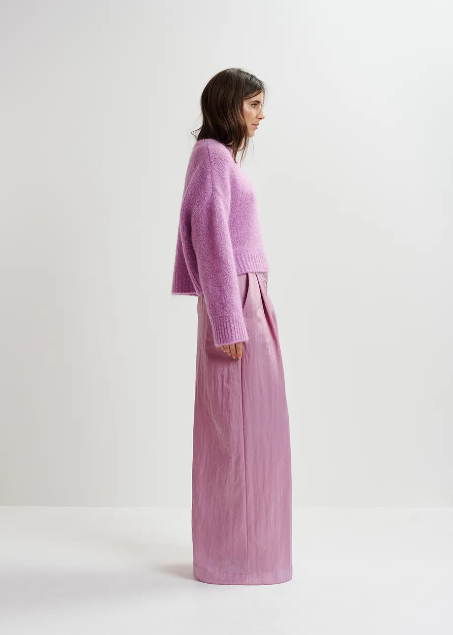 Mauve satin wide-leg pants