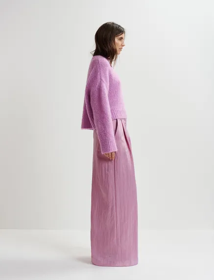 Mauve satin wide-leg pants