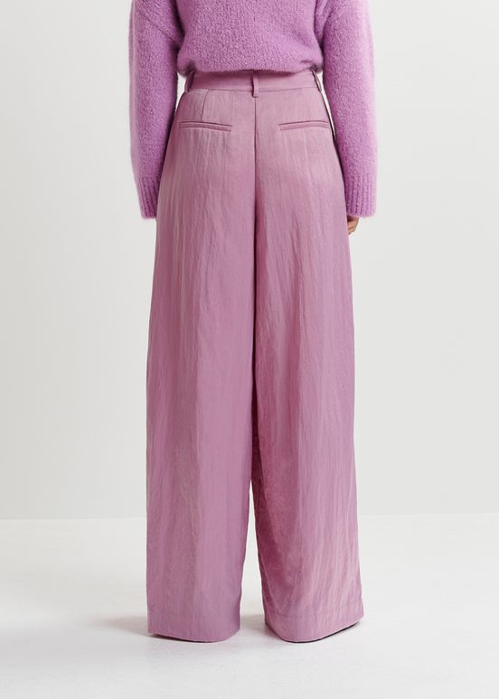 Mauve satin wide-leg pants