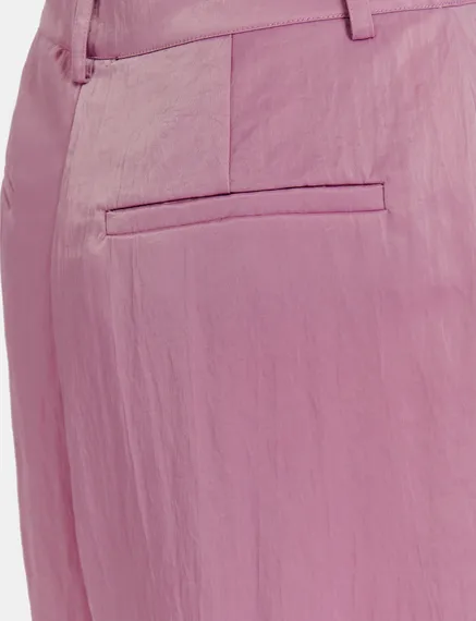 Pantalon large en satin mauve