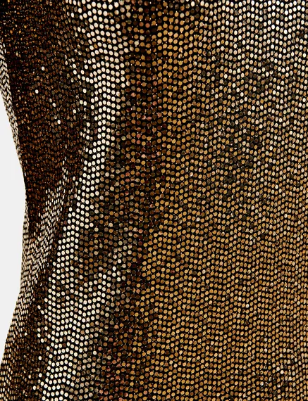 Gold-tone stretch-jersey turtleneck top