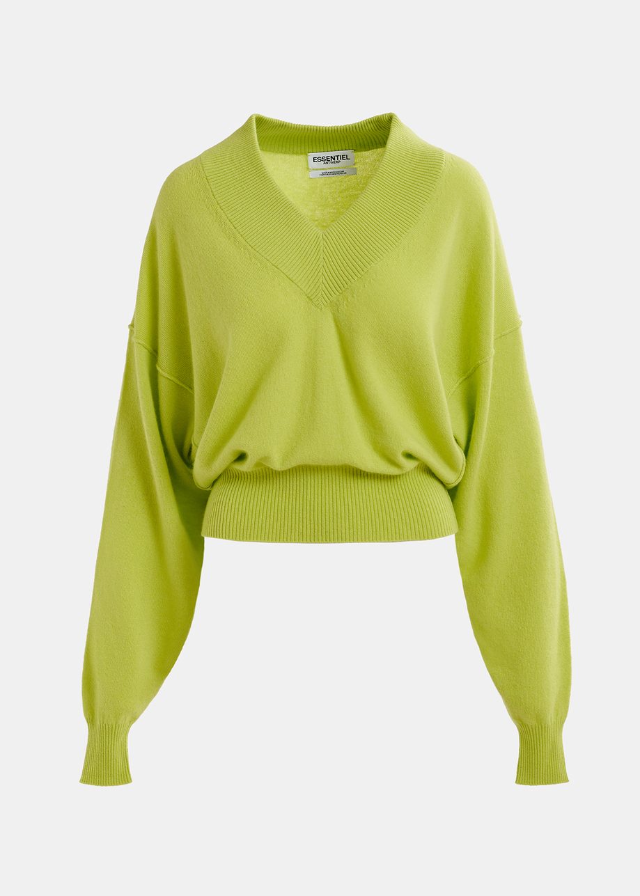 Maglione con scollo a V verde lime