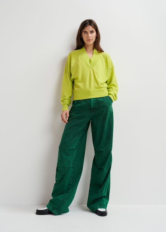 Maglione con scollo a V verde lime