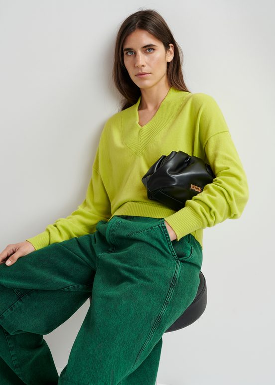 Maglione con scollo a V verde lime