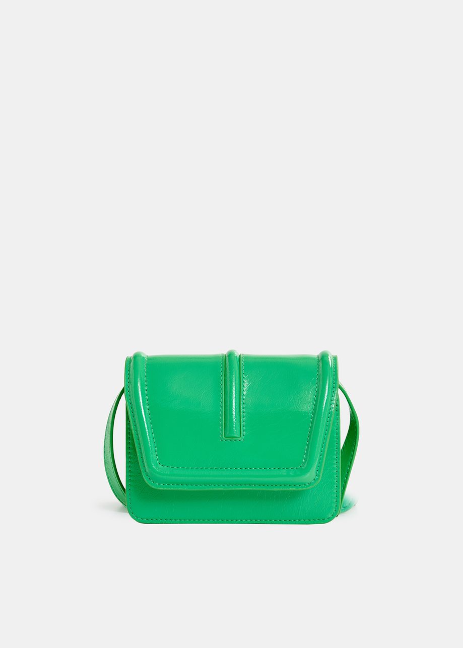 Green faux patent-leather shoulder bag