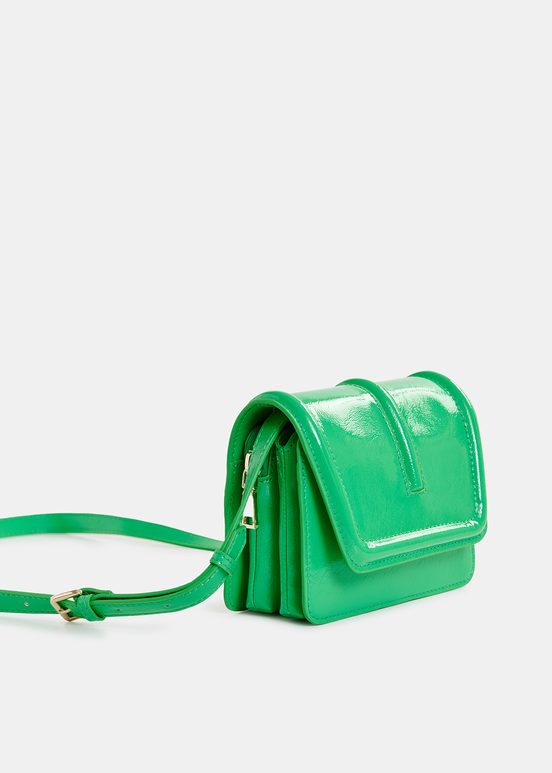 Green faux patent-leather shoulder bag