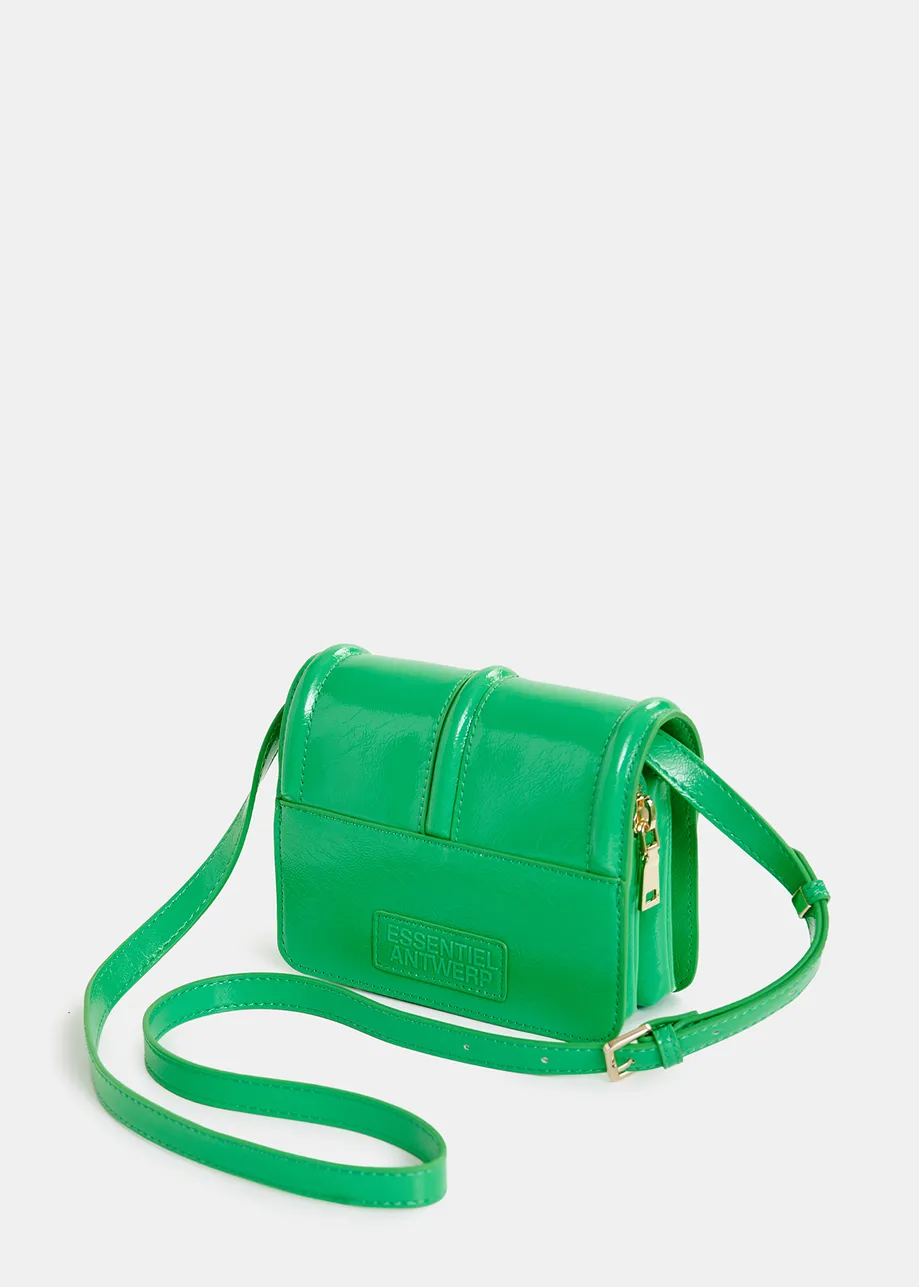 Green faux patent-leather shoulder bag