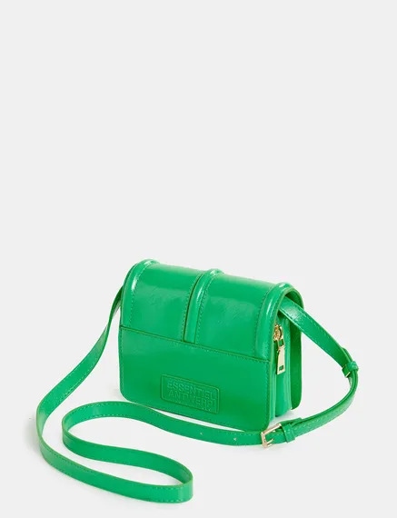 Green faux patent-leather shoulder bag