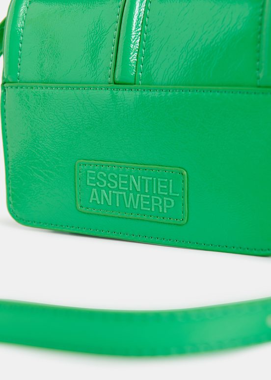 Groene schoudertas in faux lakleer