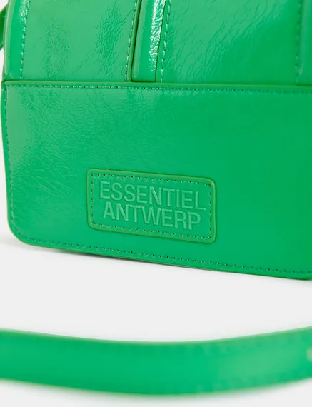 Green faux patent-leather shoulder bag