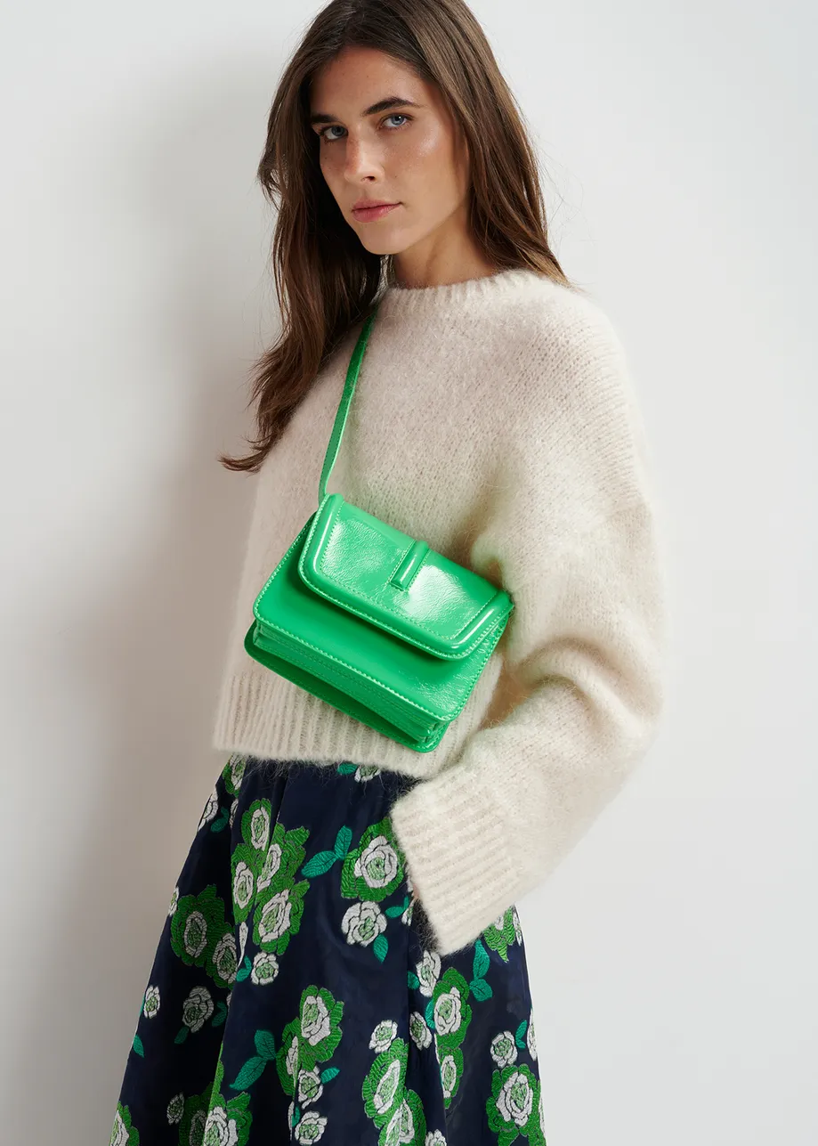 Sac à bandoulière en faux cuir verni vert