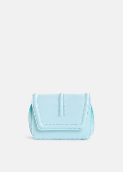 Light blue faux patent-leather shoulder bag