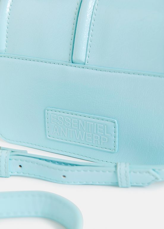 Light blue faux patent-leather shoulder bag